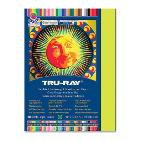 Pacon Pacon Tru-Ray Sulphite Construction Paper, 12inx9in, Brilliant Lime, 50 Sheets 103423